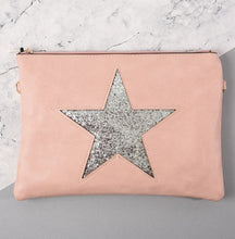 Load image into Gallery viewer, The stunning Sparkle Star Clutch Bag - Silver Star on Pink
