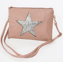 Load image into Gallery viewer, The stunning Sparkle Star Clutch Bag - Silver Star on Pink
