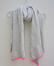 Load image into Gallery viewer, Grey &amp; Neon Pink Cashmere Blend Scarf
