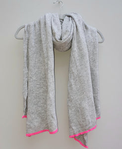 Grey & Neon Pink Cashmere Blend Scarf