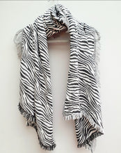 Load image into Gallery viewer, Black &amp; White Zebra Print Scarf
