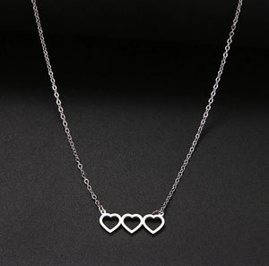 Triple Heart Necklace - silver