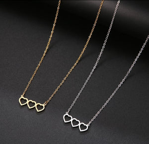 Triple Heart Necklace - silver