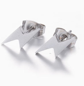 Lightning Bolt Stud Earrings - silver