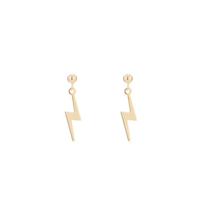 Lightning Bolt Drop Stud Earrings - Gold