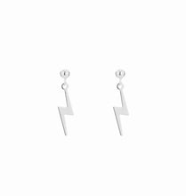 Load image into Gallery viewer, Lightning Bolt Drop Stud Earrings - Silver
