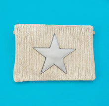 Load image into Gallery viewer, Cream with Silver Star Rattan Clutch Bag
