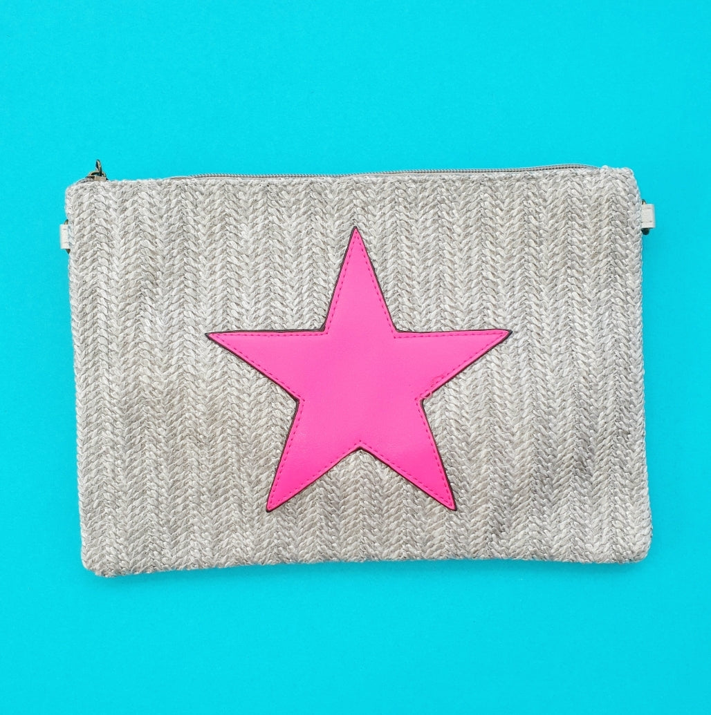 Grey and best sale pink clutch bag