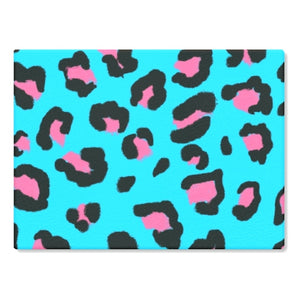 Chopping Board - Bright Leopard Print in Blue & Pink