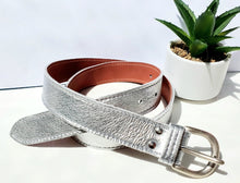 Load image into Gallery viewer, Silver Leather Belt
