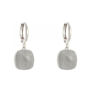 Huggie Hoops - Grey stone - Silver