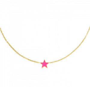 Bright Pink Mini Star Necklace - Pink & Gold