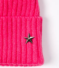 Load image into Gallery viewer, Pom pom Beanie Hat - Bright Pink with Star
