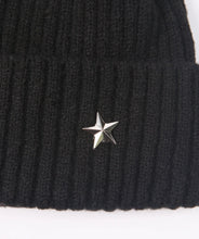 Load image into Gallery viewer, Pom pom Beanie Hat - Black with Star
