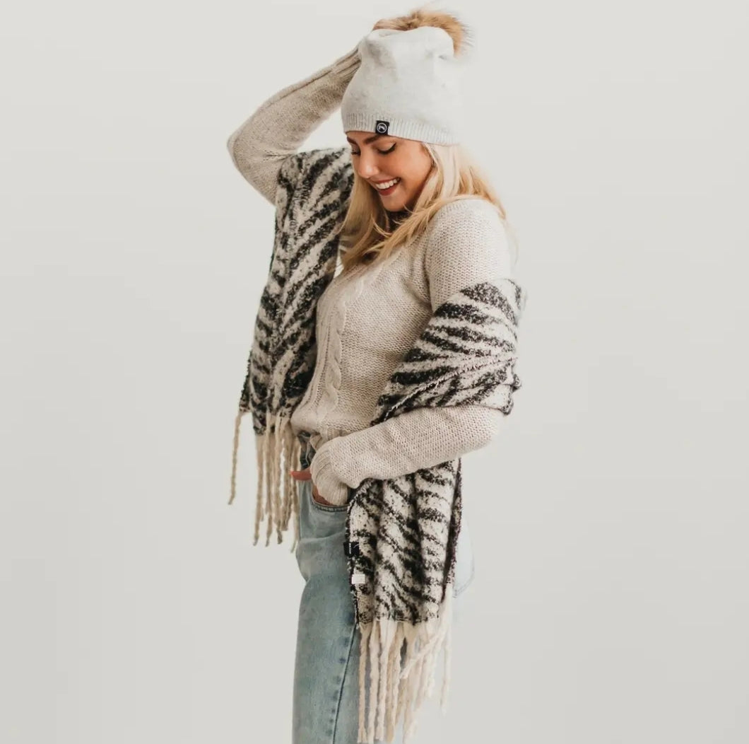 Chunky Grey Zebra Print Scarf