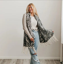 Load image into Gallery viewer, Chunky Grey Zebra Print Scarf
