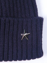 Load image into Gallery viewer, Pom pom Beanie Hat - Navy with Star
