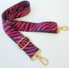 Load image into Gallery viewer, Bag Strap - Black &amp; Pink Zebra Stripe
