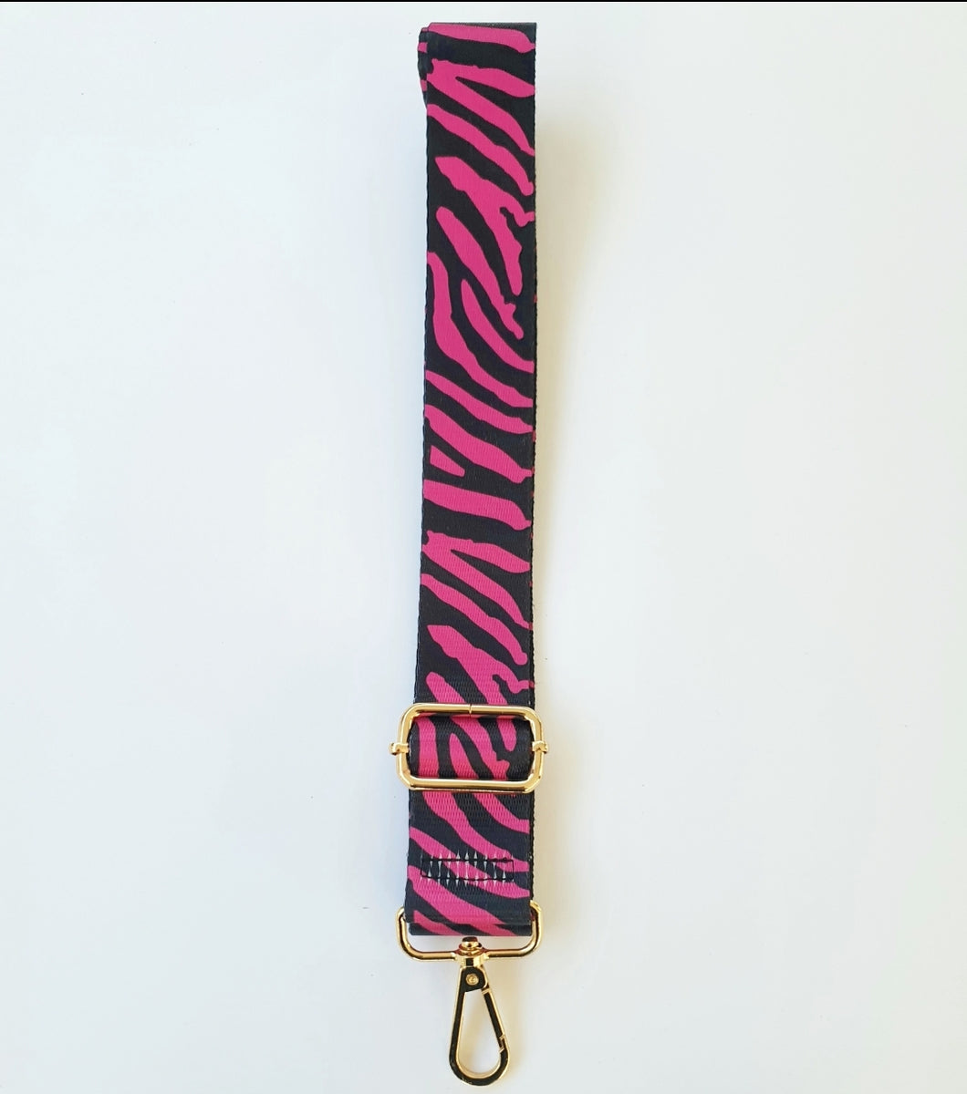 Bag Strap - Black & Pink Zebra Stripe