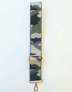 Bag Strap - Black, Grey & Silver Camo Print