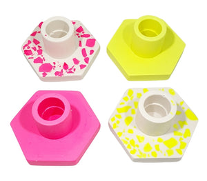 Neon Candle Holder - Neon Yellow Terrazzo Splash