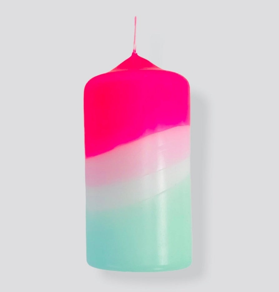 Neon Pillar Candle - Peppermint Tower