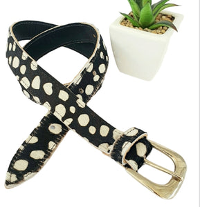 Dalmation Print leather belt - Black & White