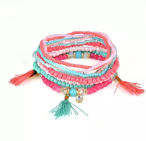 Stunning Sienna boho bracelets -  Multi mini tassel