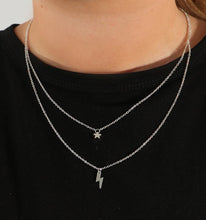 Load image into Gallery viewer, Silver necklace with Star &amp; Lightning Bolt
