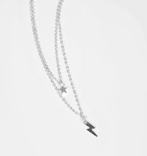 Load image into Gallery viewer, Silver necklace with Star &amp; Lightning Bolt
