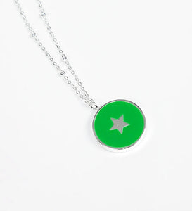 Star Circular Necklace - Bright Green & silver