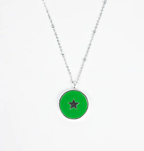 Star Circular Necklace - Bright Green & silver