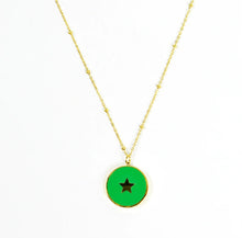 Load image into Gallery viewer, Star Circular Necklace - Bright Green &amp; Gold
