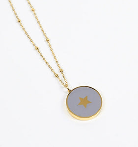 Star Circular Necklace - Grey & Gold