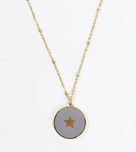 Star Circular Necklace - Grey & Gold