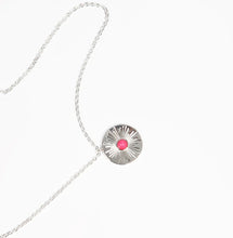 Load image into Gallery viewer, Circular Disc with Pink Stone Necklace - Silver
