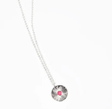 Load image into Gallery viewer, Circular Disc with Pink Stone Necklace - Silver
