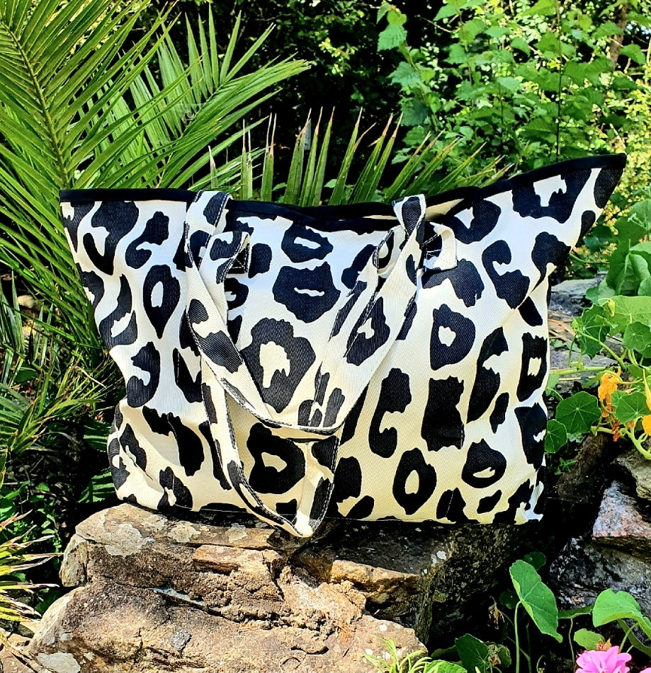 Black & Ivory Leopard Tote Bag
