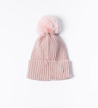 Load image into Gallery viewer, Pom pom Beanie Hat -  Dusky Pink with Lightning Bolt
