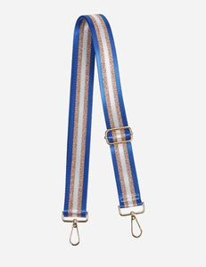 Bag Strap - Cobalt Blue, Bronze & Grey Stripe