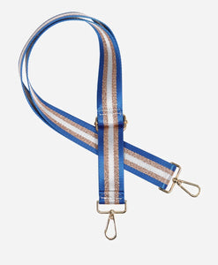 Bag Strap - Cobalt Blue, Bronze & Grey Stripe