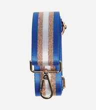 Load image into Gallery viewer, Bag Strap - Cobalt Blue, Bronze &amp; Grey Stripe
