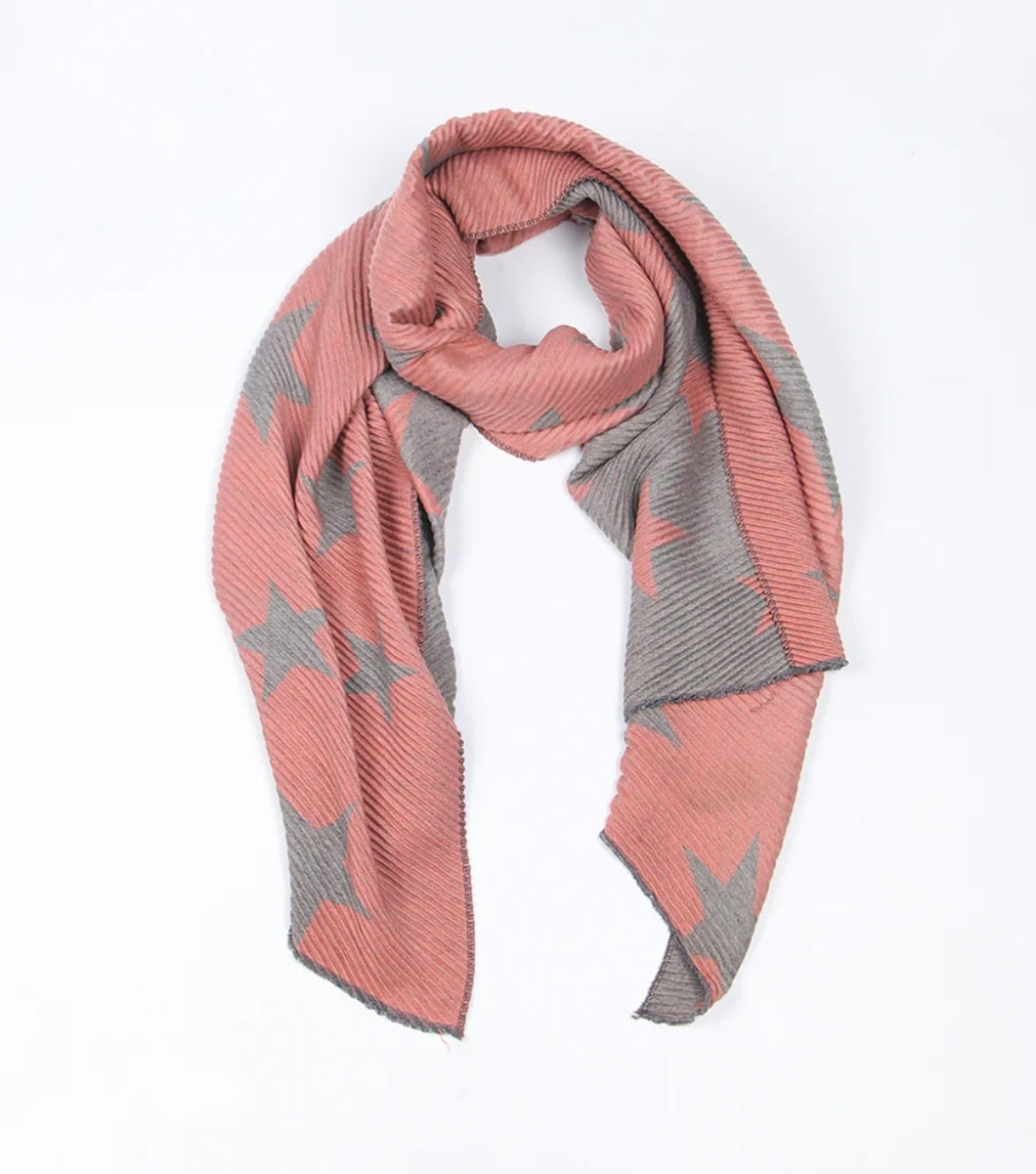 Pink & Grey Star Print Blanket Scarf