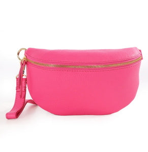 The 'Aria' Italian Leather Pink Waist Bag / Crossbody Bag