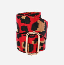 Load image into Gallery viewer, Bag Strap - Red, Black, &amp; Gold Leopard Print
