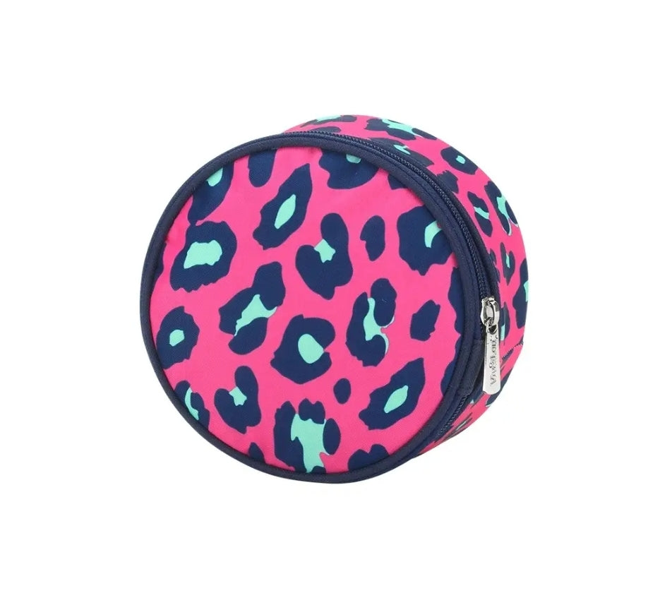 Travel Jewellery Pouch- Hot Pink Leopard