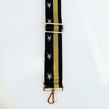 Load image into Gallery viewer, Bag Strap - Black with gold stripe and silver stars
