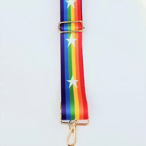 Bag Strap - Rainbow and white stars