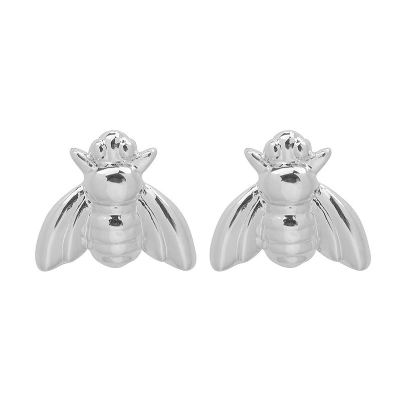 Bee Stud Earrings - Silver