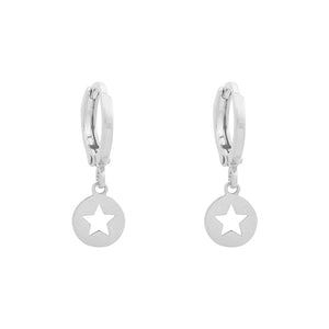 Huggie Hoops - cut out stars - Silver